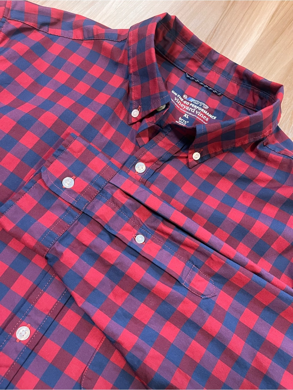 Vineyard Vines Shirt Mens XL OTG On The Go Button Down Plaid Brrr Performance